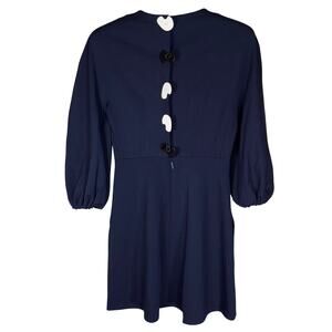 Tibi Bond Stretch Dress Button Back Navy Size 0